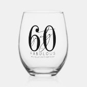Vijftig 60e verjaardag wijnglas zonder voet (Voorkant)