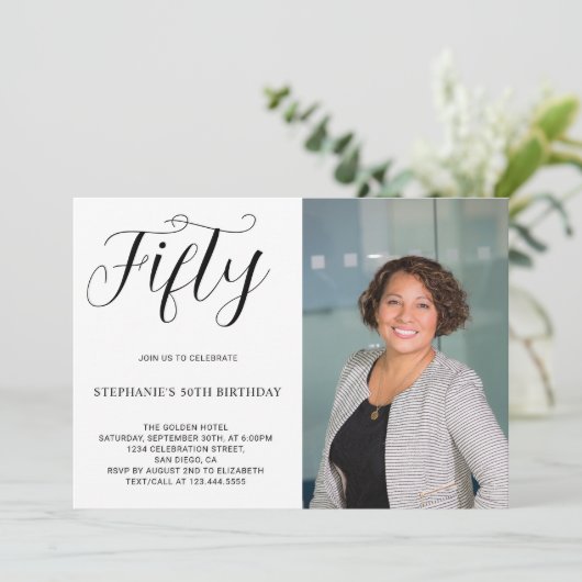 Vijftig aangepaste foto Modern 50ste verjaardagsfe Kaart (Staand voorkant)