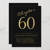 Vijftig Black Gold 60th Birthday Party Kaart (Voorkant / Achterkant)