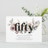 Vijftig Bloemen - 50ste Verjaardag Uitnodiging (Staand voorkant)