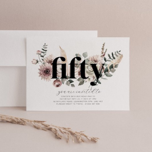 Vijftig Bloemen - 50ste Verjaardag Uitnodiging