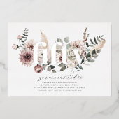 Vijftig Bloemen - 50ste Verjaardag - Zilver Folie Uitnodiging (Voorkant)