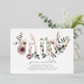 Vijftig Bloemen - 50ste Verjaardag - Zilver Folie Uitnodiging (Staand Voorkant)