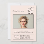 Vijftig Blush Roze 50ste Verjaardag Party Foto Kaart (Voorkant)