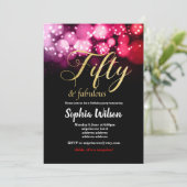 vijftig elegante roze glitter - uitnodiging tot he (Staand voorkant)