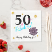 Vijftig- en Fab-elegante paarse daisy- en goudster Servet (Insitu)