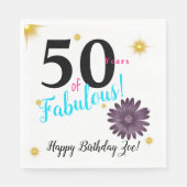 Vijftig- en Fab-elegante paarse daisy- en goudster Servet (Voorkant)