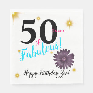 Vijftig- en Fab-elegante paarse daisy- en goudster Servet