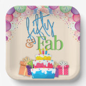 Vijftig en Fab Kleurrijk Verjaardagsfeest Papieren Bordje (Voorkant)