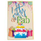 Vijftig en Fab kleurrijke verjaardag Medium Cadeauzakje (Voorkant)