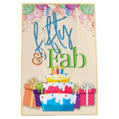 Vijftig en Fab kleurrijke verjaardag Medium Cadeauzakje (Achterkant)