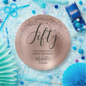 Vijftig en fabelachtig Roos Gouden Verjaardagsfees Papieren Bordje (Feest)