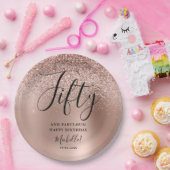 Vijftig en fabelachtig Roos Gouden Verjaardagsfees Papieren Bordje (Feest)