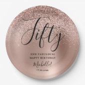 Vijftig en fabelachtig Roos Gouden Verjaardagsfees Papieren Bordje (Voorkant)