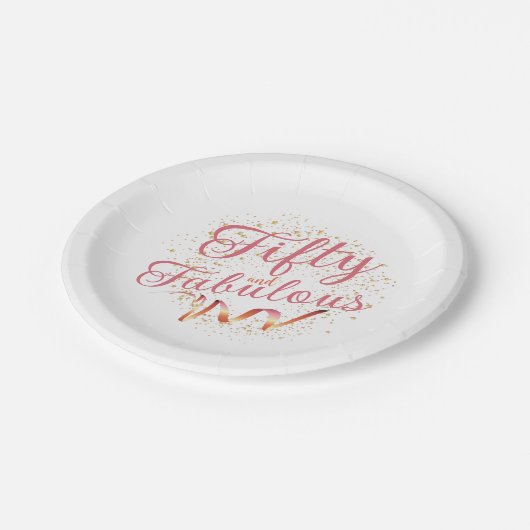 Vijftig en Fabulair roze, gouden Borden Papieren Bordje (Gekanteld)