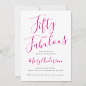 Vijftig en fabuleus script roze 50ste verjaardagsf kaart (Voorkant)