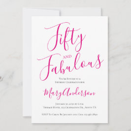 Vijftig en fabuleus script roze 50ste verjaardagsf kaart