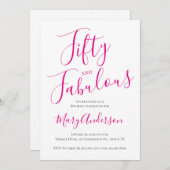 Vijftig en fabuleus script roze 50ste verjaardagsf kaart (Voorkant / Achterkant)