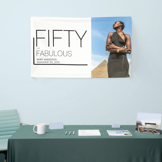 Vijftig en fabuleuze foto 50ste verjaardagsfeest spandoek (Beurs)