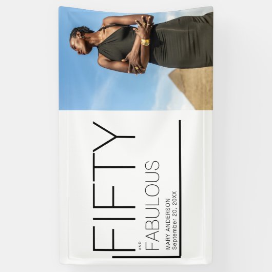 Vijftig en fabuleuze foto 50ste verjaardagsfeest spandoek (Verticaal)