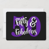Vijftig en fabuleuze Paarse typografie verjaardags Kaart (Achterkant)