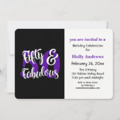 Vijftig en fabuleuze Paarse typografie verjaardags Kaart (Voorkant)