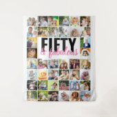 Vijftig en Fabulous 40 Foto Collage Verjaardag Wandkleed (Voorkant)