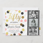 Vijftig en Fabulous 50 Gouden Glitter Verjaardag U Kaart (Voorkant)