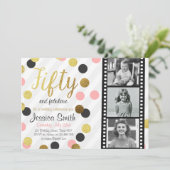 Vijftig en Fabulous 50 Gouden Glitter Verjaardag U Kaart (Staand voorkant)