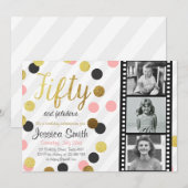 Vijftig en Fabulous 50 Gouden Glitter Verjaardag U Kaart (Voorkant / Achterkant)