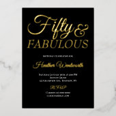 Vijftig en Fabulous 50e Verjaardag Folie Script Uitnodiging (Voorkant)