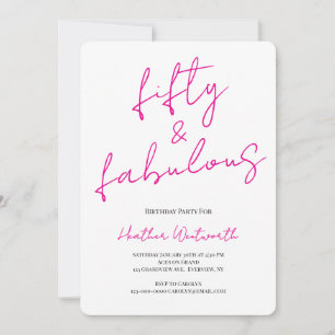 Vijftig en Fabulous 50e Verjaardag Hot Pink Script Kaart