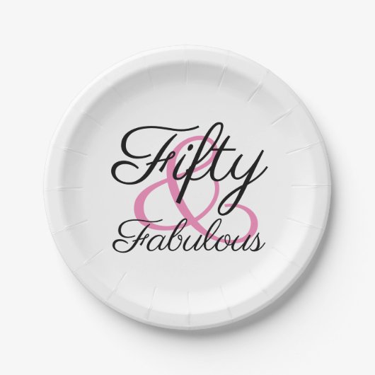 Vijftig en Fabulous 50e verjaardag van de geboorte Papieren Bordje (Voorkant)