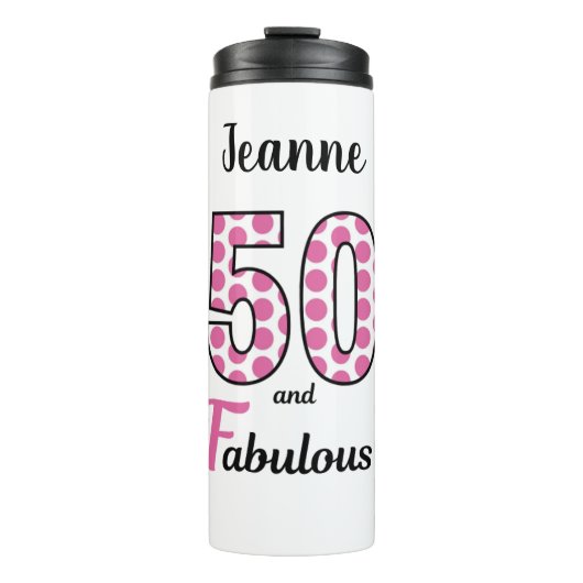 Vijftig en Fabulous 50e verjaardag van de geboorte Thermosbeker (Voorkant)