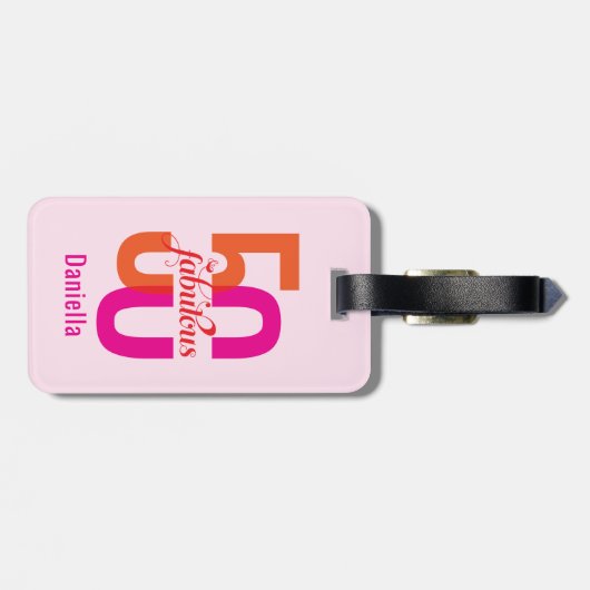 Vijftig en Fabulous 50ste verjaardag Bagagelabel (Achterkant horizontaal)