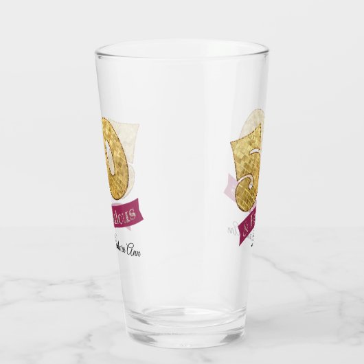 Vijftig en Fabulous 50ste verjaardag Roze en Goud Glas (Rechts)