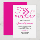 Vijftig en Fabulous 50ste Verjaardag Roze Script Kaart (Voorkant / Achterkant)