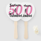Vijftig en Fabulous 50ste Verjaardagsfeestje Custo Handwaaier (Voorkant en achterkant)