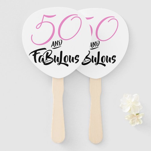 Vijftig en Fabulous 50ste Verjaardagsfeestje Custo Handwaaier (Voorkant en achterkant)