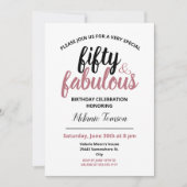 Vijftig en Fabulous 50ste Verjaardagsfeestje Roos  Kaart (Voorkant)