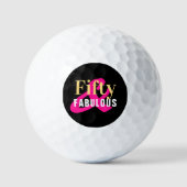 Vijftig en Fabulous 50th Verjaardag Zwart Goud Roz Golfballen (Voorkant)