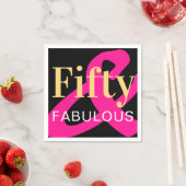 Vijftig en Fabulous 50th Verjaardag Zwart Goud Roz Servet (Insitu)