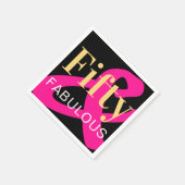 Vijftig en Fabulous 50th Verjaardag Zwart Goud Roz Servet (Hoek)