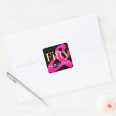Vijftig en Fabulous 50th Verjaardag Zwart Goud Roz Vierkante Sticker (Envelop)