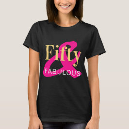 Vijftig en Fabulous 50th Verjaardag Zwart Hot Pink T-shirt
