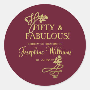 Vijftig en Fabulous Birthday Party Ronde Sticker