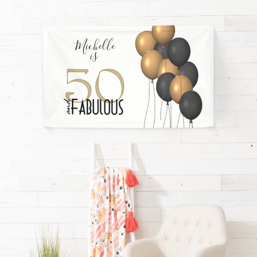 Vijftig en Fabulous Birthday Party Spandoek (Insitu)