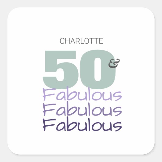 Vijftig en Fabulous Birthday Party Vierkante Sticker (Voorkant)
