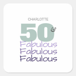 Vijftig en Fabulous Birthday Party Vierkante Sticker