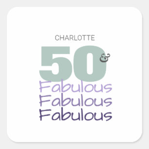 Vijftig en Fabulous Birthday Party Vierkante Sticker